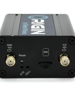 Side view of retail-grade router showing aux ports, sim insert, and Origin by Allpoint Wireless logo.