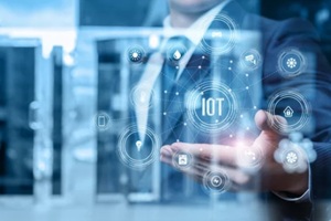 businessman showing iot structure