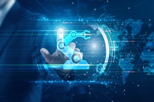 businessman touching icon and exploring the potential of Industry 4.0