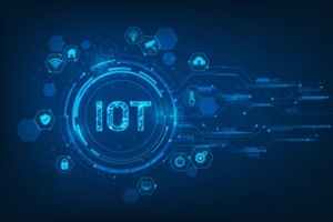 internet of things technology on blue dark background